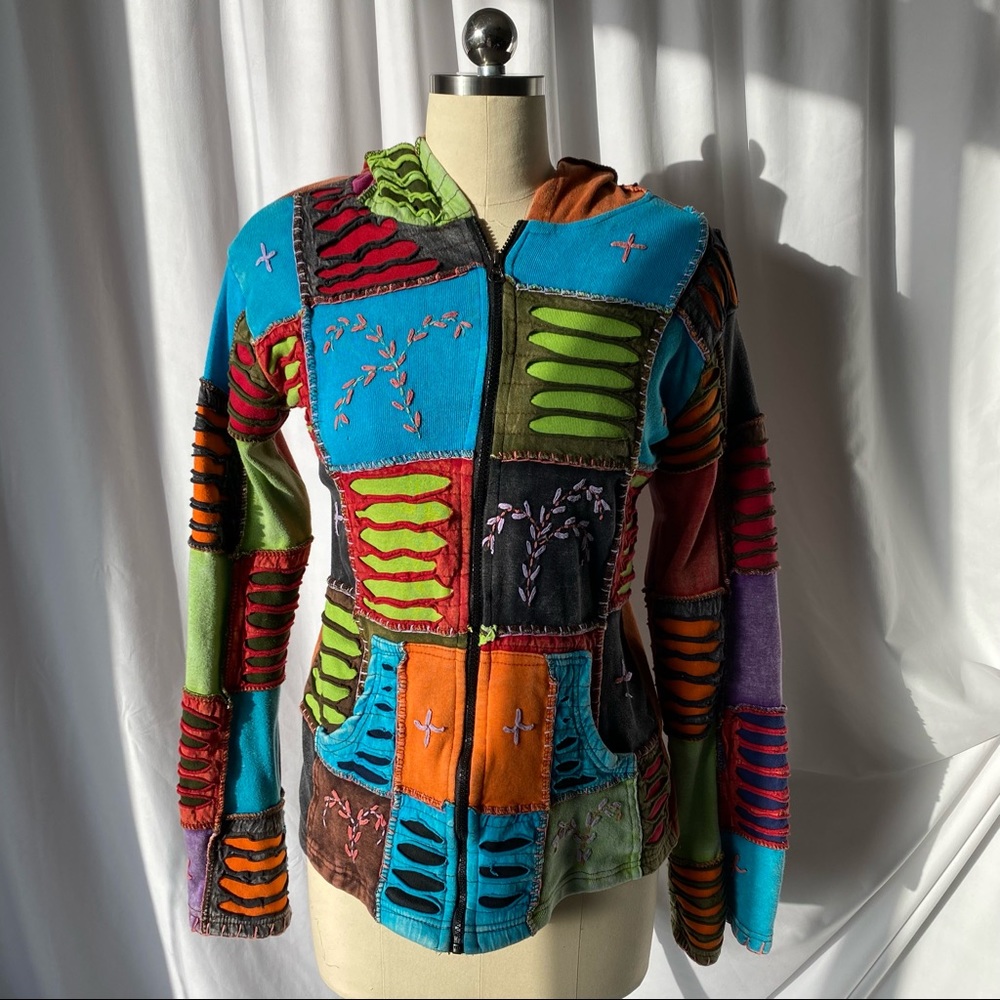 COPY - Vintage fairy patchwork 90s Y2K jacket hoodie pockets goth